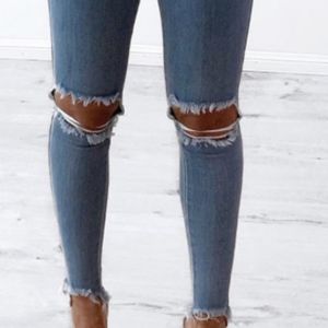 Light blue Ripped knee Jeans